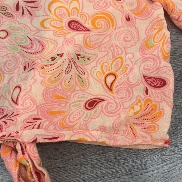 Zara Orange Paisley Open Back Cutout Flare Bell Long Sleeve Top L - Picture 8 of 15